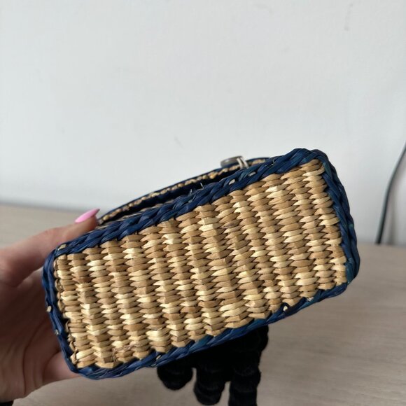 NWT Nannacay Baby Roge Striped Woven Raffia Tote Pompom-Embellished - Picture 12 of 13